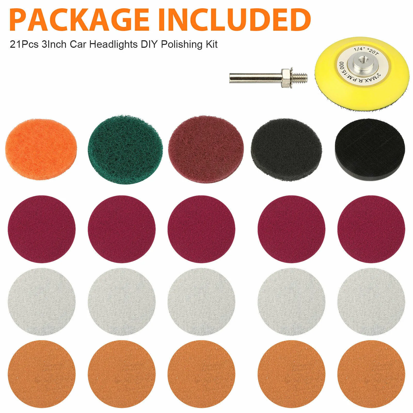 

For Drill Headlights Polishing Kit 3Inch Directional Lights Restoration