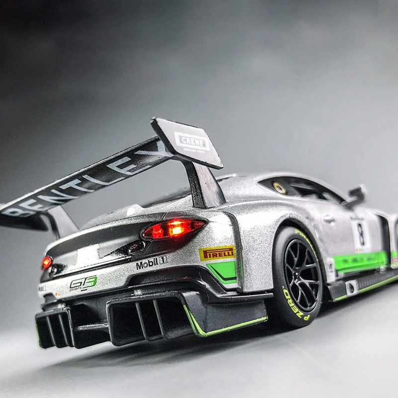 

Модель 1/32 года, Спортивная модель Bentle Continental Gt3, игрушечный автомобиль, металлическая литая игрушка со звуком светильник кой, игрушечный авт...