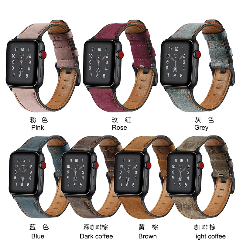 Роскошный ремешок из натуральной кожи для iwatch 44 мм 42 мм кожаный ремешок для apple watch 4 5 ремешок браслет для iwatch 5 4 3 2 38 мм 40 мм