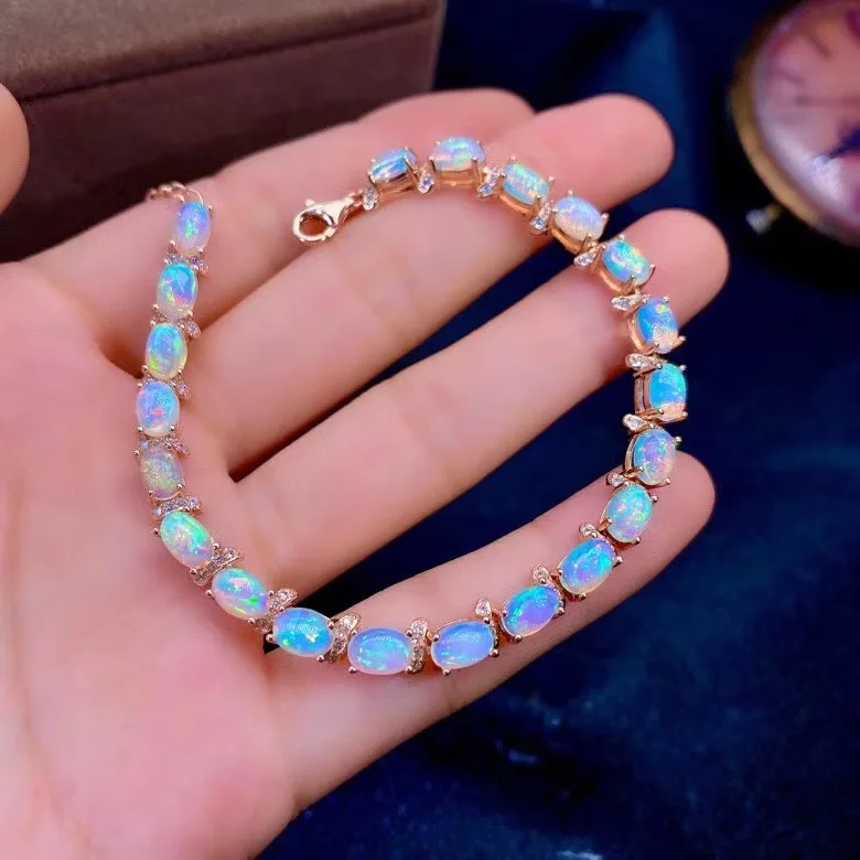 

MDINA New Natural Opal Bracelet 925 Silver Ladies Bracelet Graceful Luxury Fashion Elegant Design Temperament Bracelet