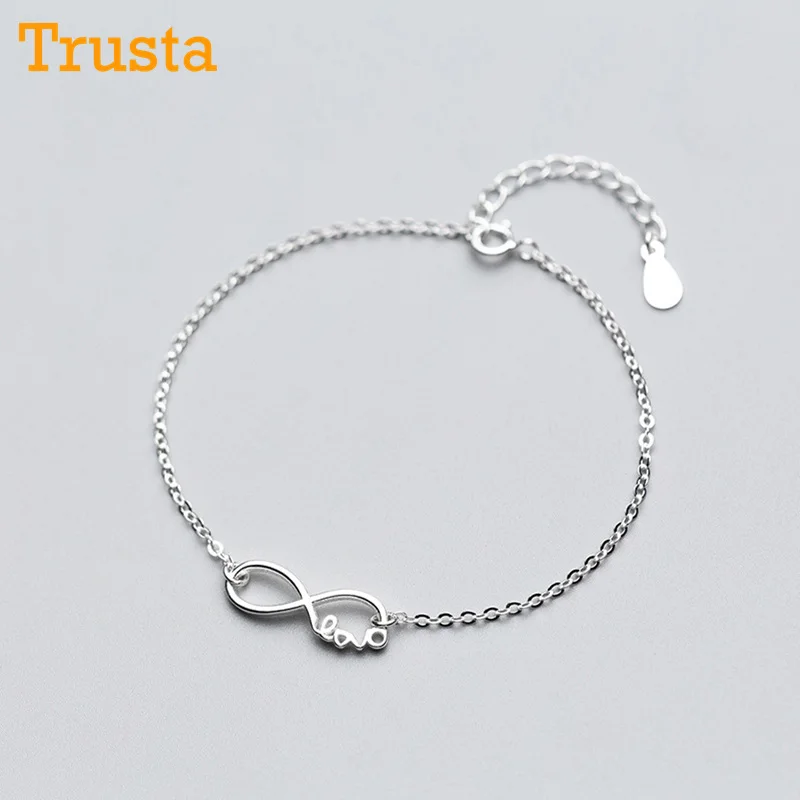 Trusta 925 Настоящее Стерлинговое Серебро модные женские туфли ювелирные изделия бесконечное браслеты на ногу Love Браслет 17 см, 22 см, для подарка для девочек леди DS830