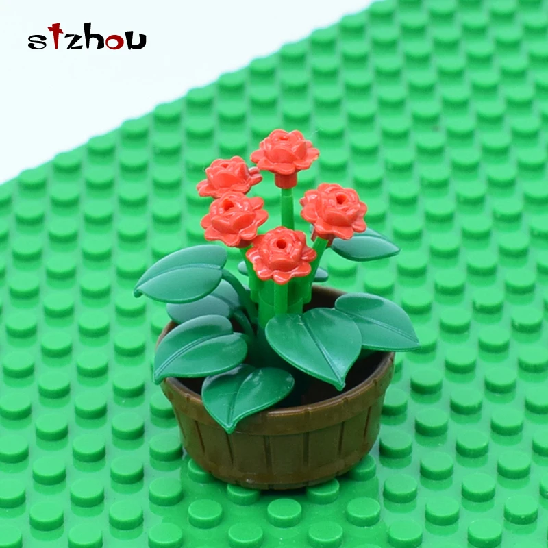 STZHOU Кирпичи DIY Красочные цветы горшок растения красная роза стволовых бочонок