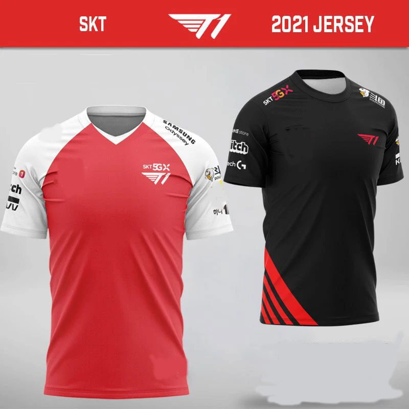 

SKT T1 2021 jersey short sleeve SKTelecom T1 team uniform 2021 LCK LOL League of Legends uniform Bengi shirt Faker jersey Tshirt