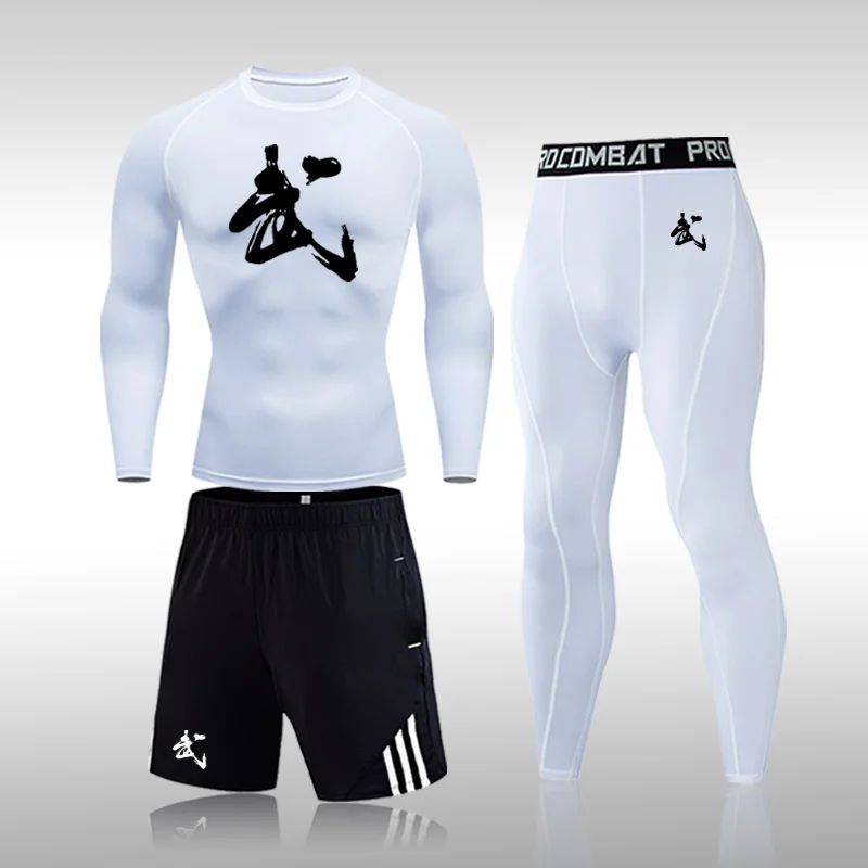 

Мужская компрессионная быстросохнущая облегающая спортивная одежда в китайском стиле «Wu» для бокса, бега, тренажерного зала, тренировок, м...