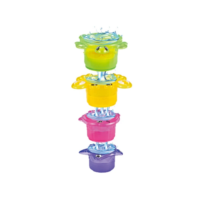 

Baby Bath Toys Games Waterfall Station Spin and Flow Bathtub Toys Stacking Cups Squirt Fish Tub Water Toy for Toddlers