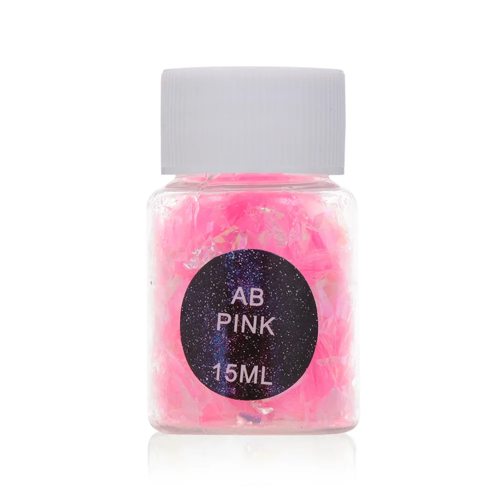 Pink 15ml Material UV Epoxy Resin Mold Colorful Shell Sugar BrokenPieces Flashing Debris Making Jewelry Filling for DIY Jewelry craft - Цвет: Pink