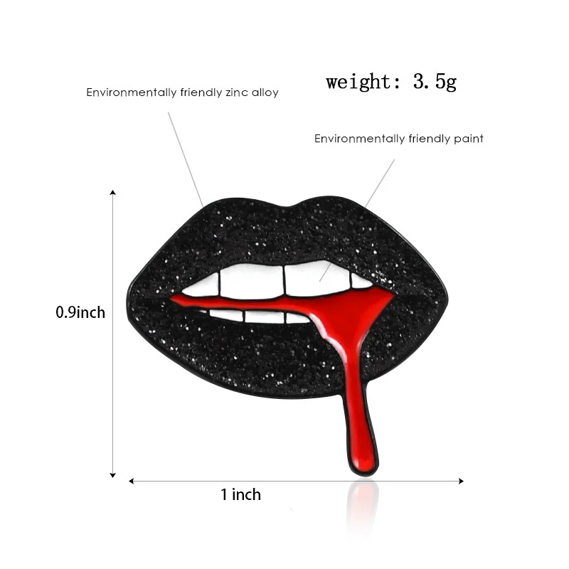 Черная брошь с блестками в виде губ сексуальные блестки губы капли крови