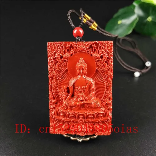 Китайский натуральный красный Органическая Киноварь ожерелье с подвеской Будды
