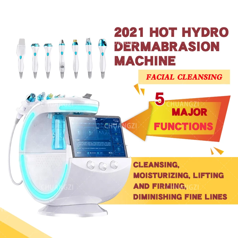 

New 7 In 1 Smart Ice Blue Facial Cleansing hydrafacial skin analyze Deep Pore Vacuum Hydra Skin Lift Anti-aging Beauty Machine