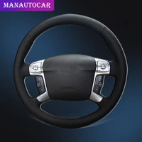 car braid on the steering wheel cover for ford mondeo mk4 2007 2012 s max 2008 interior car styling auto leather steering covers