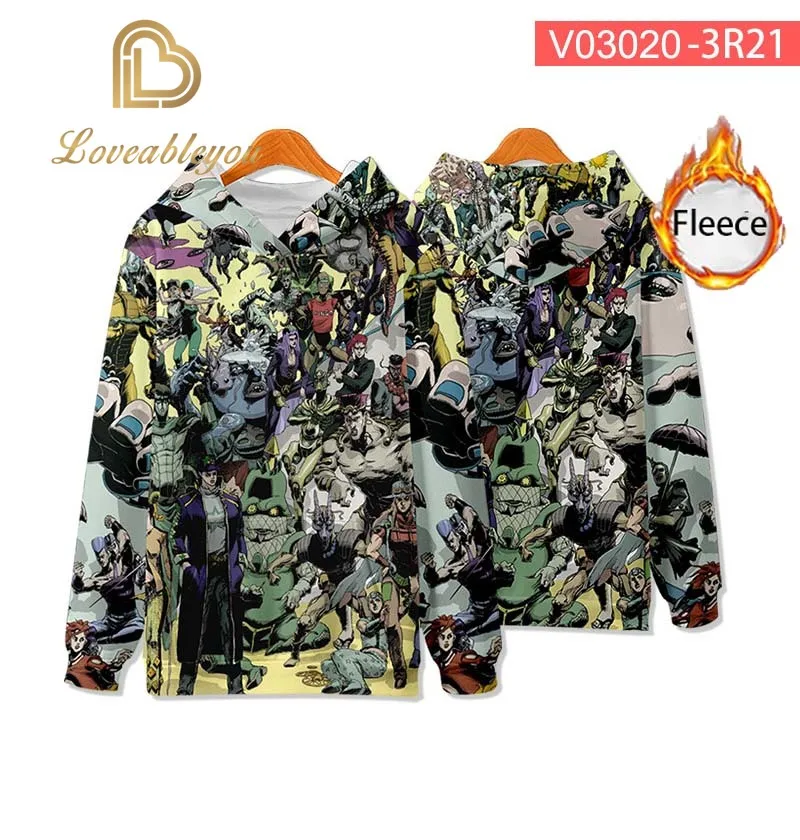 JOJO Wonderful Adventure College Hoodies хипстерская толстовка унисекс Зимние Топы крутые флисовые