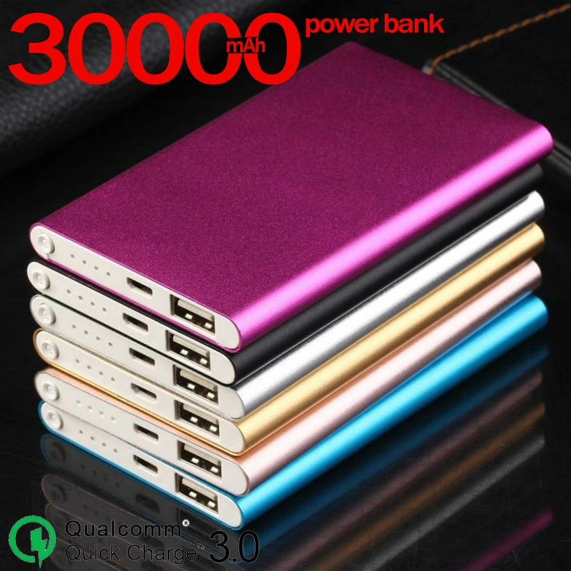 Внешний аккумулятор 30000 мАч портативное ультра тонкое зарядное устройство USB