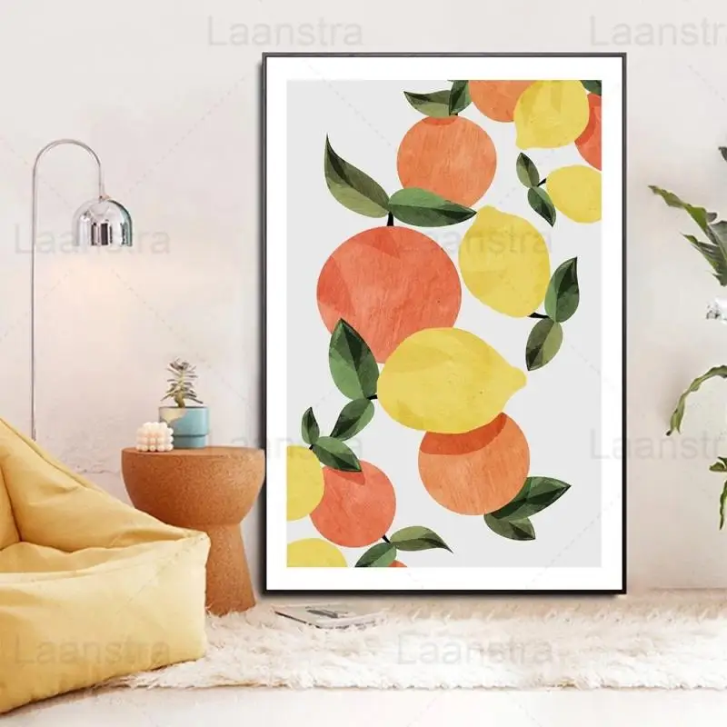 

Watercolor Canvas Painting Wall Art Fruit Orange Lemon Posters and Prints Home Decor Porch Aisle Living Room Mural Wall Decor