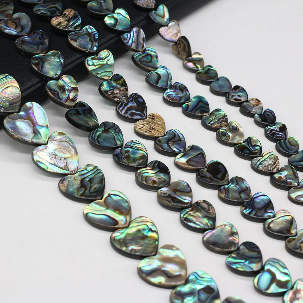 

2Pcs Natural Abalone Shell Beads Heart Shiny Abalone Shell Necklace Accessories Charm for Jewelry Making Bracelet Earrings Gift