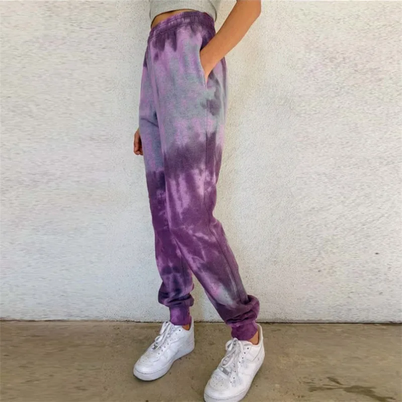 

Women Pants Autumn Casual Tie Dye Print High Waist Pants Trousers Baggy Workout Sweatpants Fashion Pocket Pencil Pants For Women