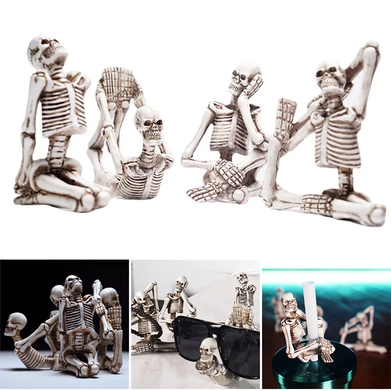 Figuritas creativas de calavera de Yoga, adorno de resina personalizado para Halloween, para decoraci&oacute;n del hogar, sala de estar y oficina, gran oferta-0