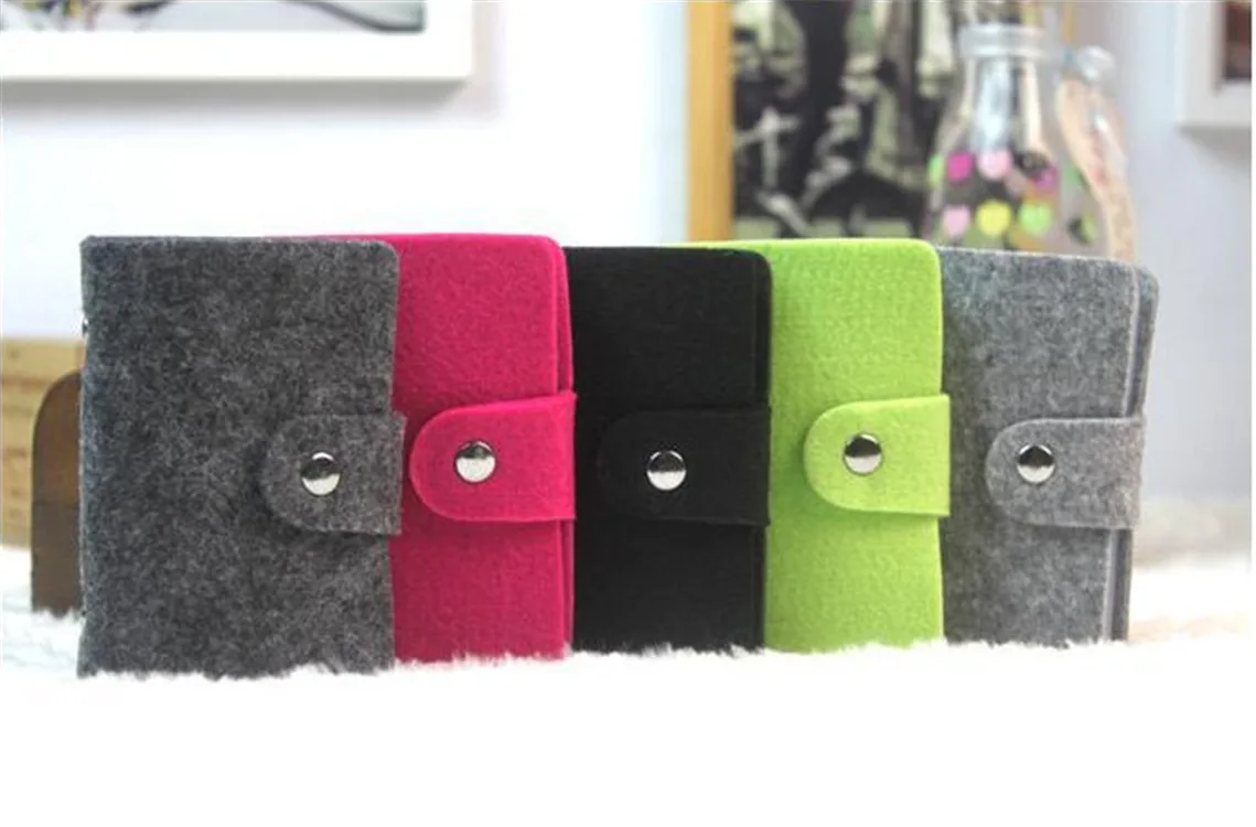 24 Слот для карт женщин с отделением кредитных модные милые Войлок конфеты Цвет в