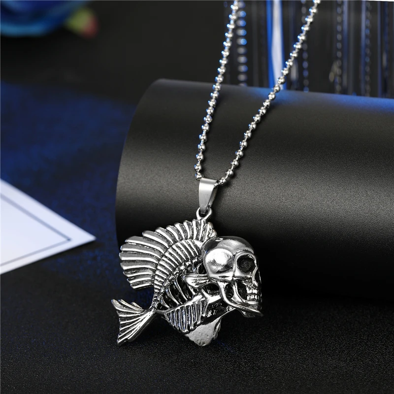 1PC Punk Bull Head Dragon Snake Skull Wing Beads Chains Necklaces Women Men Jewelry Fashion Animal Cross Pendant Necklace N795 | Украшения