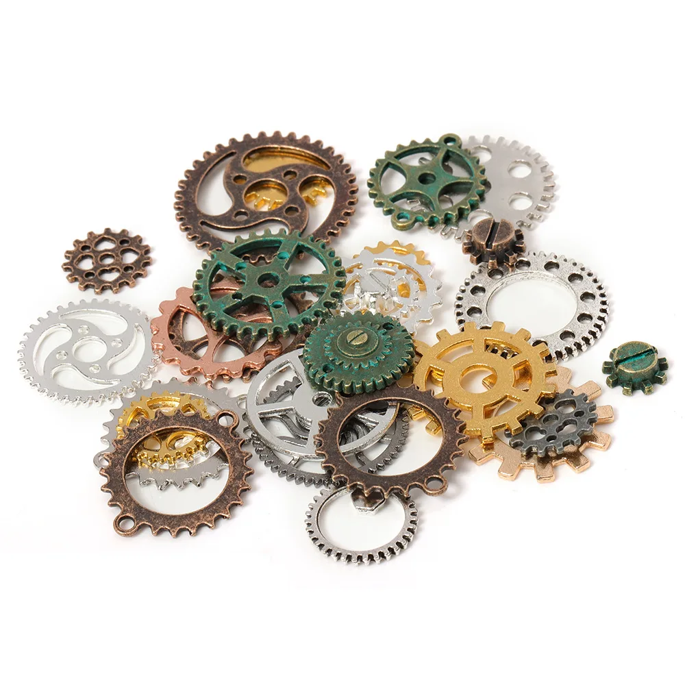 35-85pcs 8-25mm Mix Steampunk Gears and Cogs Connector Charms Pendant DIY Findings for Jewelry Making Bracelets Handmade Crafts - купить по