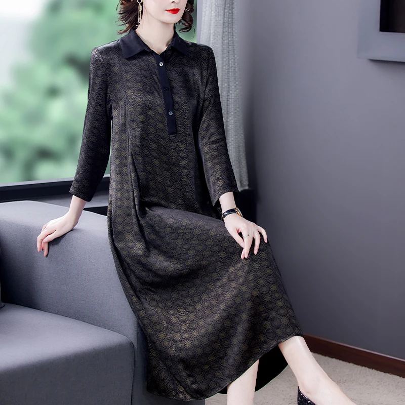 

COIGARSAM Women Dress Autumn 2021 New Office Lady Long Sleeve Loose Dresses Traf Robe Vestidos