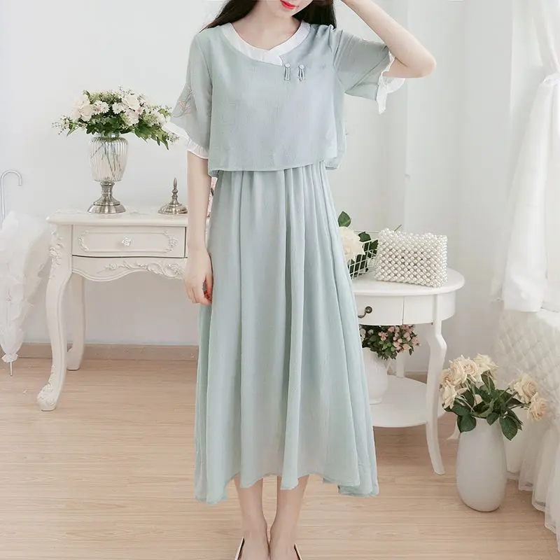 Женское шифоновое платье Hanfu летнее в стиле ретро китайском винтажная сказочная