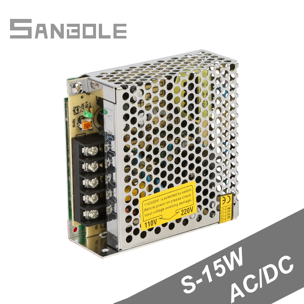 S 15W 12V алюминиевый корпус промышленный монитор импульсный источник питания 24 В