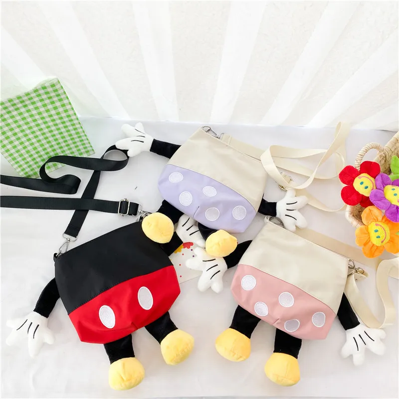 

Милые плюшевые сумки на плечо с 3D рисунком Микки Мауса и Минни, сумка-мессенджер для девочек, сумка для смены аксессуаров, сумка для родителе...
