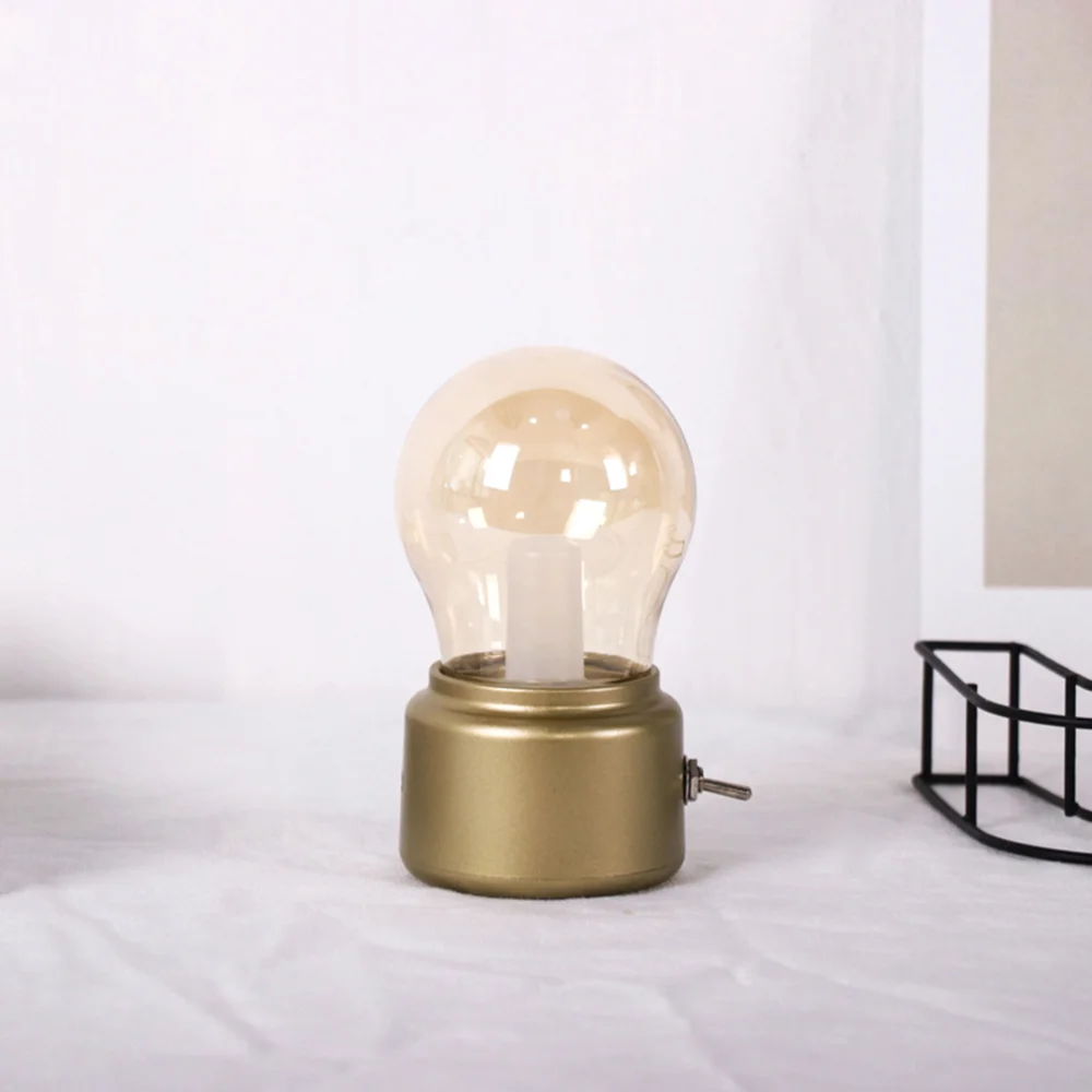 

Vintage Table Lamps Decor Light Bulb LED Rechargeable Creative Night Light for Coffee Shop Dining Room Kitchen Bedroom Gift (Gol