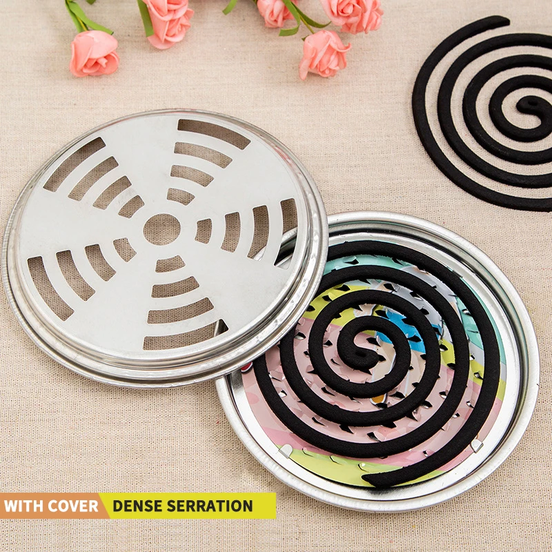 

New Household Mosquito Coil Tray with Lid Fireproof Mosquito Coil Holder Portable Nail Tooth Mosquito Coil Box with Ash Trays