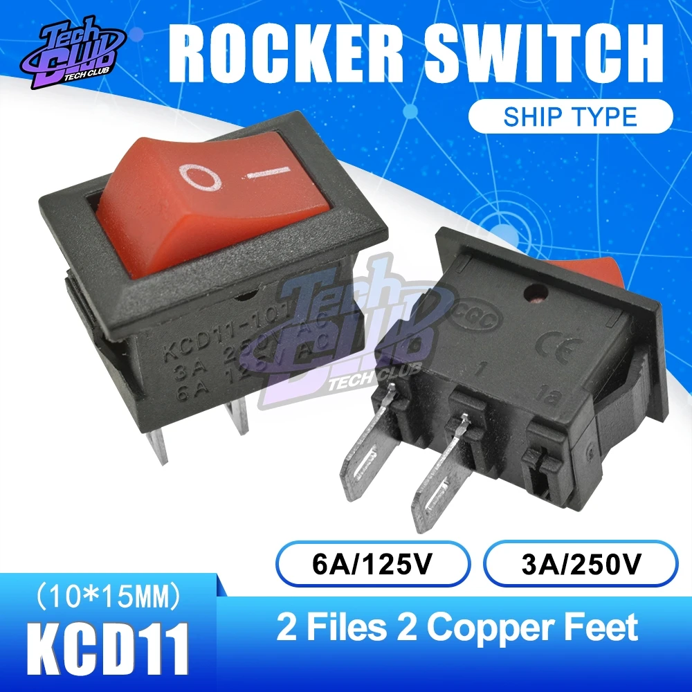 Кнопочный переключатель 10x15 мм SPST 2Pin 3A 250V KCD11 10 шт. кнопочный * 15 черный красный и