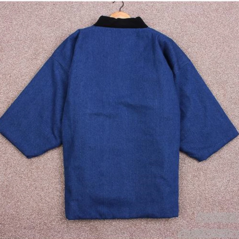 Японские мужские зимние теплые ватные кимоно Hanten из хлопка хаори пальто верхняя