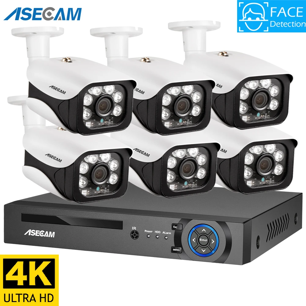 4K Ultra Hd 8MP Ai Gezicht Detectie Bewakingscamera Poe Nvr Kit Cctv Video Record Outdoor Home Menselijk surveillance Camera