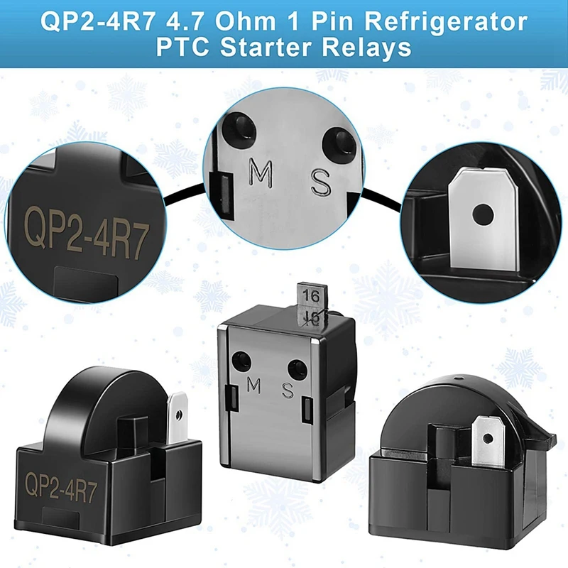 Холодильник стартеры QP2 4R7 4 7 Ом 1 Pin холодильник стартер PTC реле и 6750C 0005P