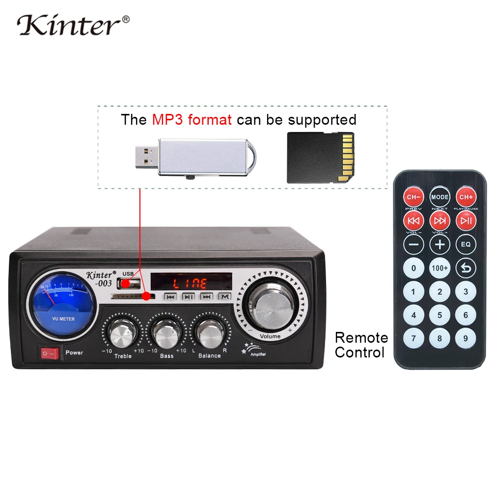 Kinter 003 усилитель мощности аудио с USB SD вход AUX воспроизведение hifi стерео звук
