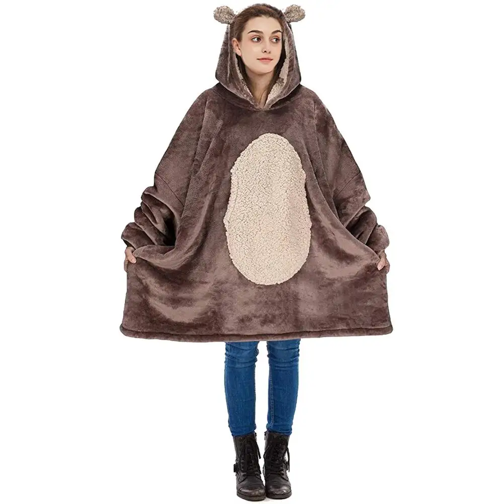 

Nlarged Blanket Hoodie Oversized Sherpa Hoodie Sweatshirt Wearable Blankets For Adults, Kids Women And Men #W0