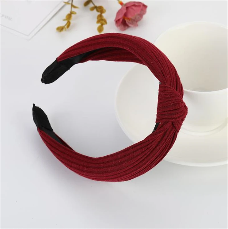 Модный Ретро тканевый УЗЕЛКОВЫЙ ободок однотонный мягкий для волос высокое
