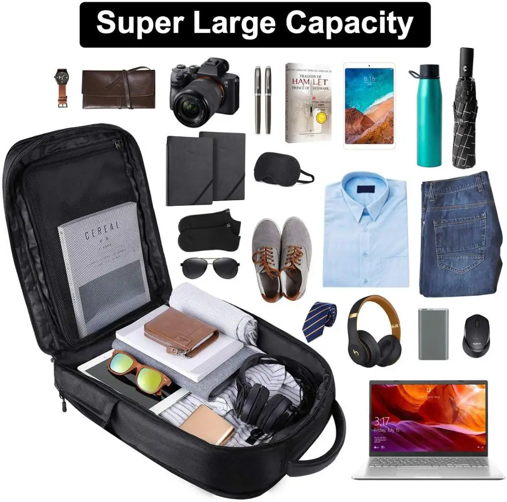 

Travel Laptop Backpack for Men and Women Travel Backpack Business Anti-Theft Large Day pack Weekender Bag Black Laptop Backpacks