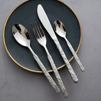 silver fork knife reusable portable cutlery stainless steel silver cutlery set bestek stainless steel nordic tableware bk50dc