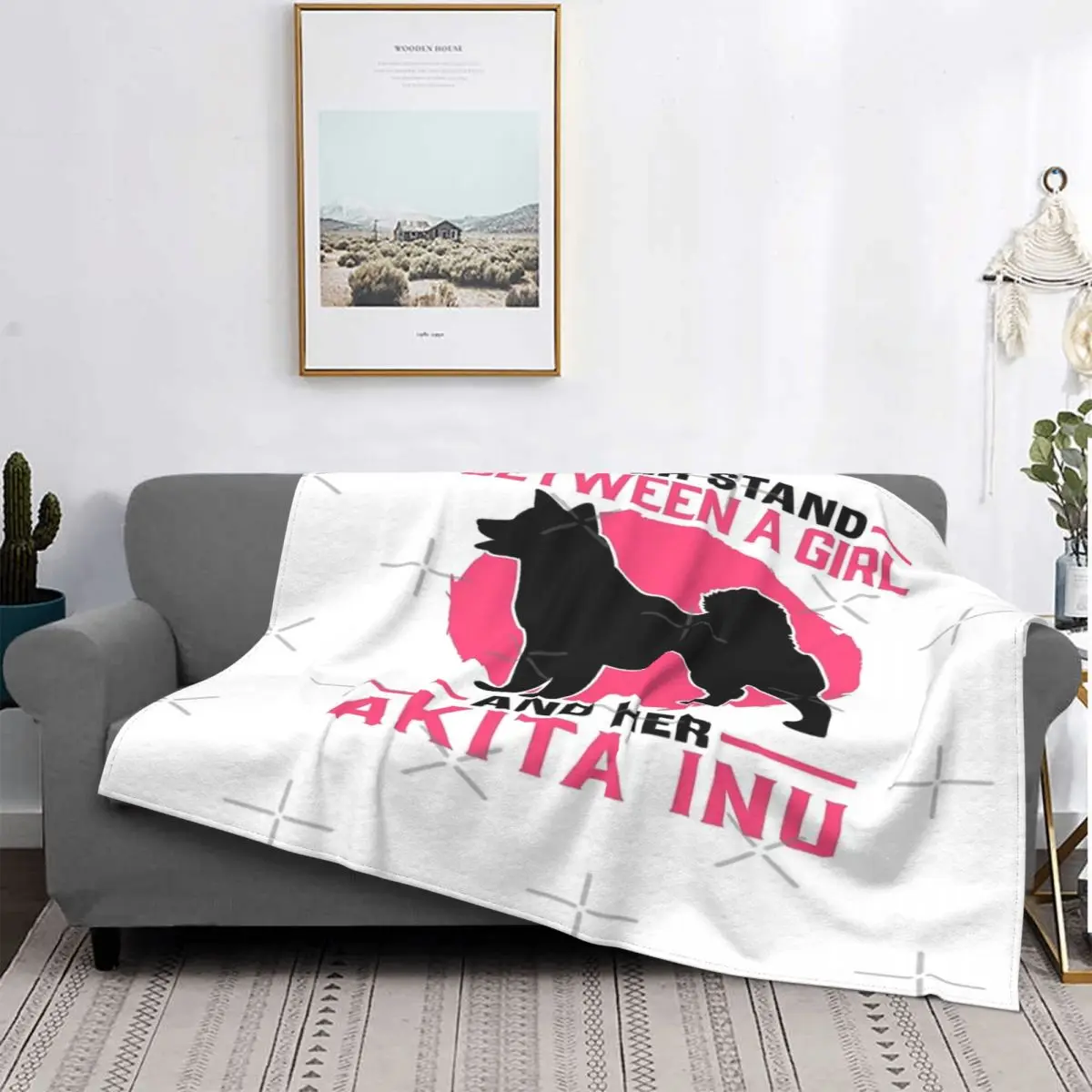 

Manta térmica de lino y algodón para niña con Akita Inu, cobertor de cama a cuadros, mullido, japonés, 3 unidades