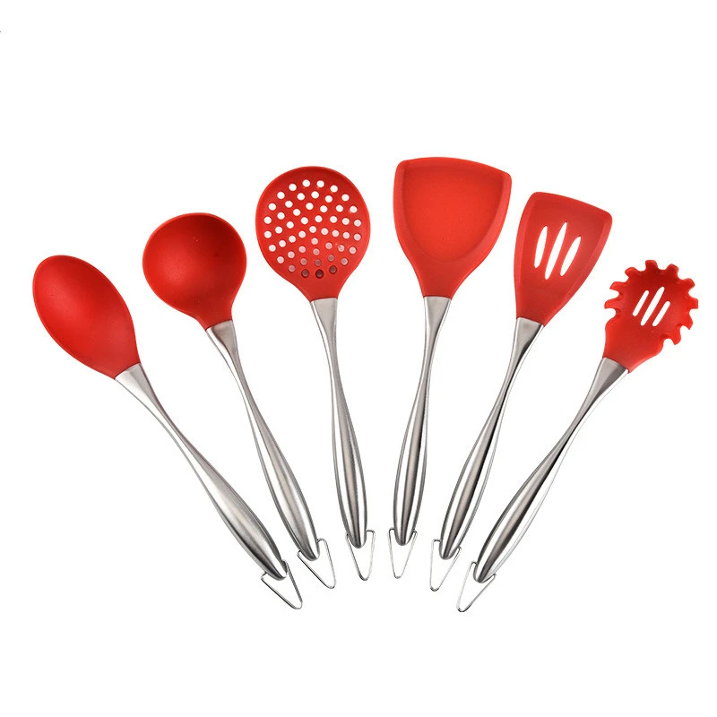 6 шт. набор антипригарная силиконовая кухонная утварь Tong ложка лопатка ковш с