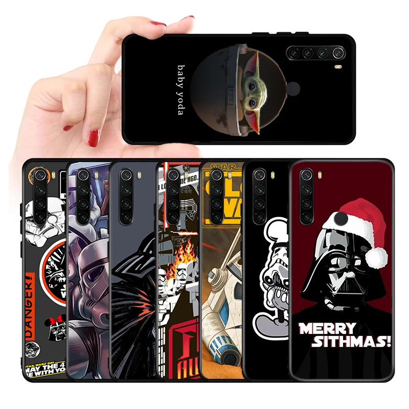 

For Xiaomi Redmi Note 5A 5 6 7 8T 8 9T 9S 9 10 10S 11 Prime Pro Max Plus Star baby yoda Mickey Black Soft TPU Phone Case