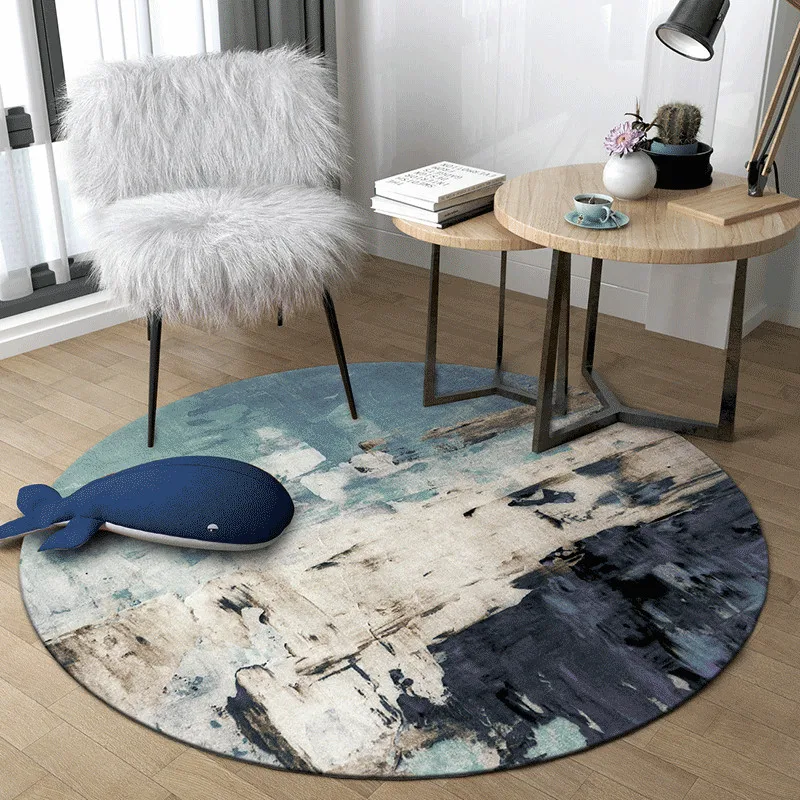 

Round Carpet Abstract Painting Printed Soft Carpets For Living Room Anti-slip Rug Floor Mat For Home Decor Kids Room