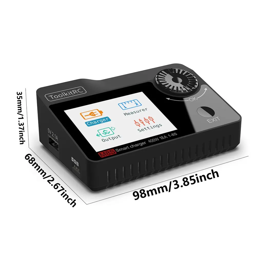 

New ToolkitRC M8S 400W 18A 2.4 TFT inch Color LCD Screen Balance Charger Discharger for 2S - 8S Lipo For Rc racing drone battery