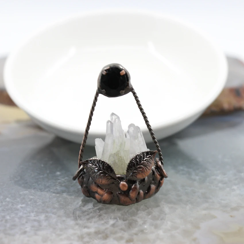 

Healing Crystal Drusy Antique Brass Style Pendant,Natural White Quartz Druzy Necklace For DIY Jewelry Gift Making Accessories