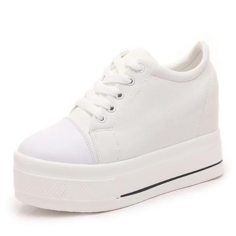 Женские туфли на платформе Белые Повседневные высоком каблуке 10 см толстой