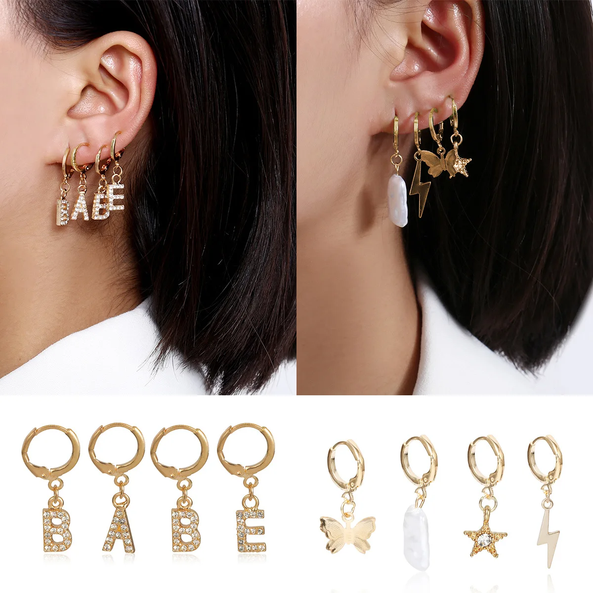 Женские серьги подвески с имитацией жемчуга и бабочкой|Серьги-подвески| |