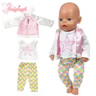 Костюм из 3 предметов с пятиконечными звездами розового цвета, подходит для кукол 17 дюймов 43 см, одежда для новорожденных, одежда для малышей, подарок на день рождения