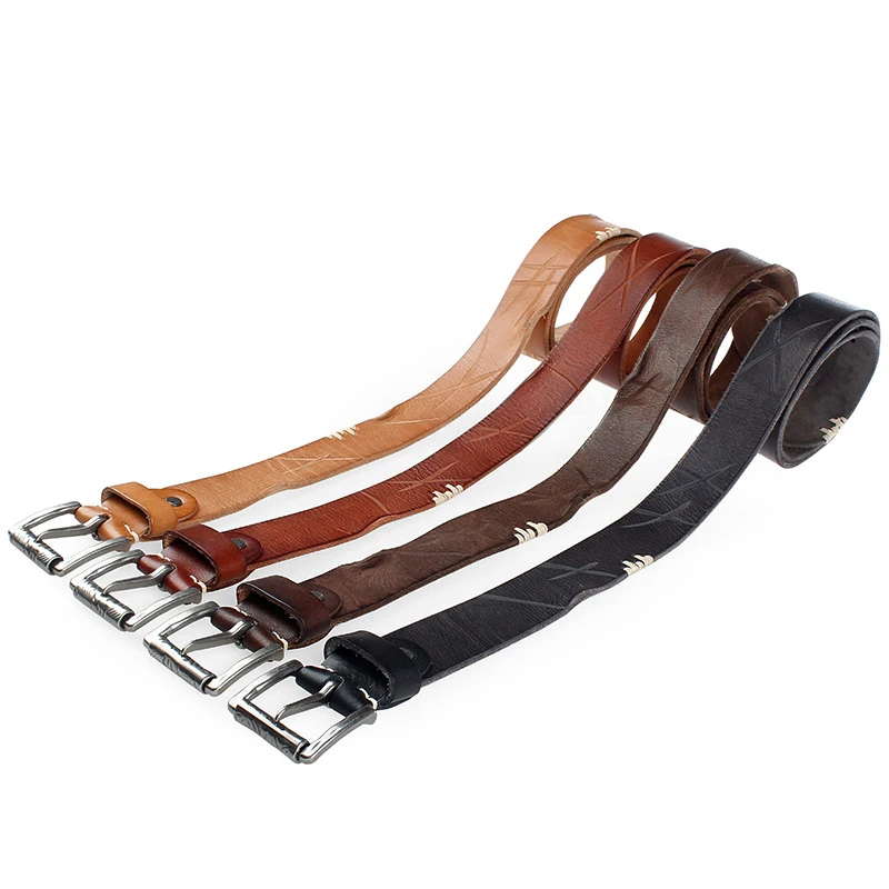 MEDYLA vintage leather belt for men's high-quality tough original leather without interlayer men's leather belt does not fade
