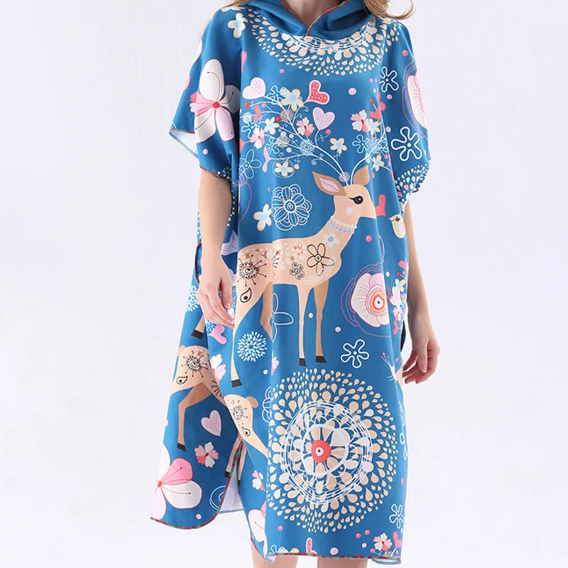 Пляжное полотенце для серфинга микрофибра банный халат пончо с капюшоном