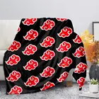 Флисовое детское одеяло HUGSIDEA, черно-красное одеяло с аниме принтом для украшения дома и спальни, прохладное летнее 3D одеяло с кондиционером